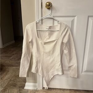 Abercrombie & Fitch Cream Long Sleeve Bodysuit